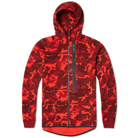 Nike Tech Fleece Camo AW77 Hoody (Team Red & Black)