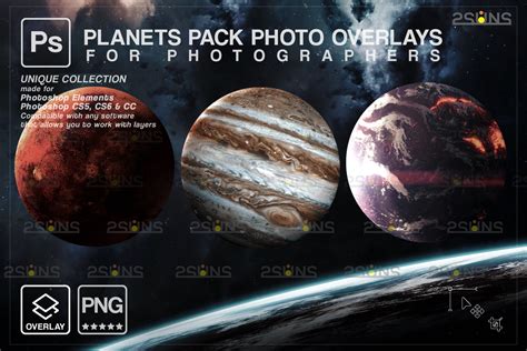 Planets Photoshop overlay & Galaxy backdrop, Space clipart, Night ...