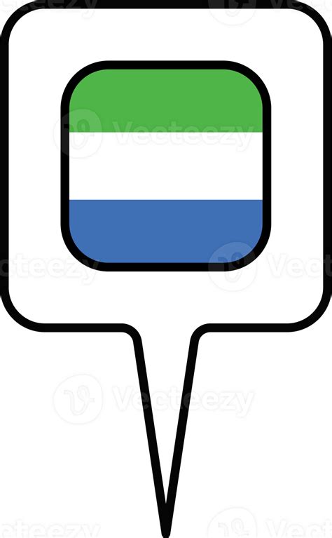 Sierra Leone flag Map pointer icon, square design. 24076510 PNG