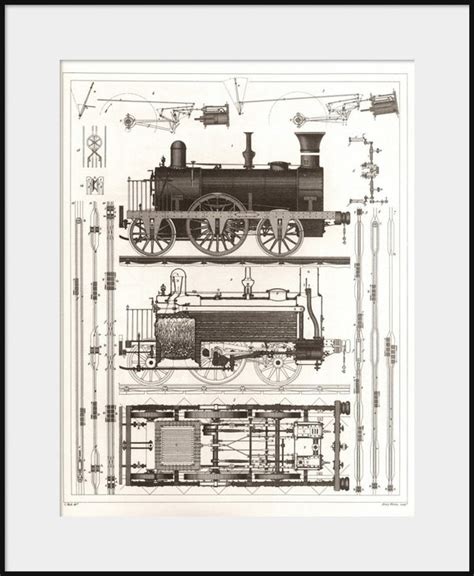 1850 Railroad Steam Locomotive Drawing NEW Fine Art Giclee - Etsy