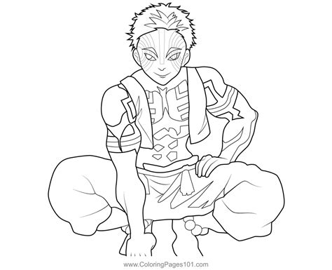 Akaza Demon Slayer Coloring Page for Kids - Free Demon Slayer Printable ...