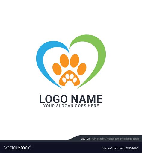 Pets care logo design modern editable Royalty Free Vector