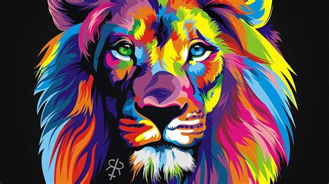 León colorido, león con colores fondo de pantalla | Pxfuel