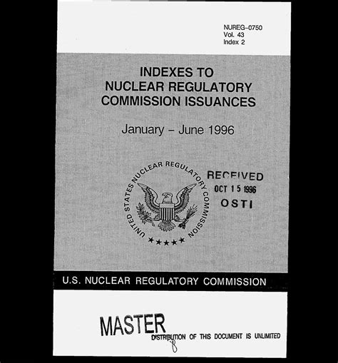 Indexes to Nuclear Regulatory Commission Issuances, January 1996--June 1996 - UNT Digital Library