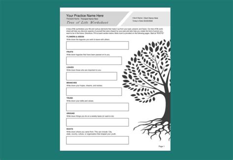 Printable Tree Of Life Narrative Therapy Worksheet