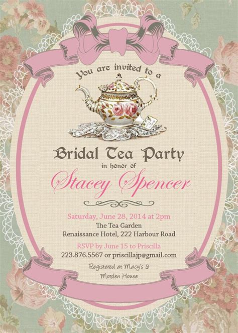 Vintage Tea Party Bridal Shower Invitations