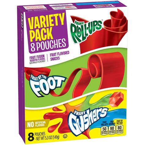 Betty Crocker Fruit Roll-Ups/Fruit Gushers/Fruit by the Foot Variety Pack Fruit Flavored Snacks ...