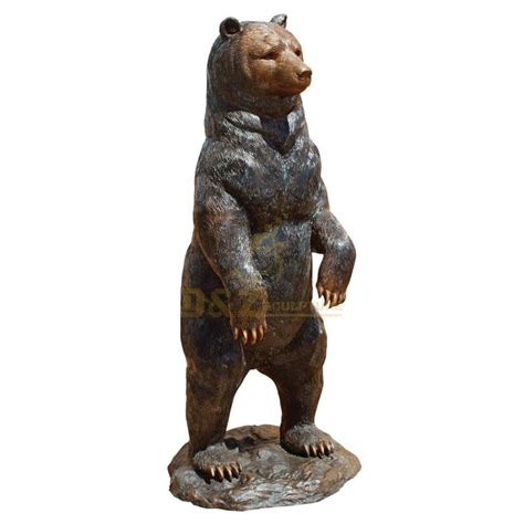 Garden decoration life size metal standing bronze bear statue