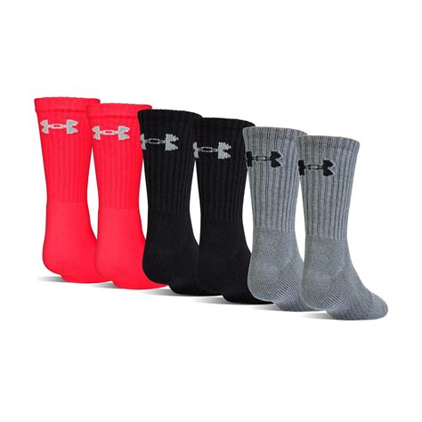 Under Armour Boys Charged Cotton 2.0 Crew Socks Under Armour Socks U322B-P 6 Pack Sports ...