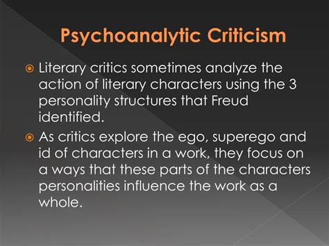 PPT - Psychoanalytic Literary Criticism PowerPoint Presentation, free ...