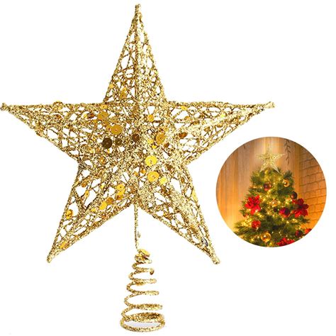 Christmas Tree Star Topper, 10 Inch Xmas Tree Topper Star Christmas Decoration Glittered Tree ...