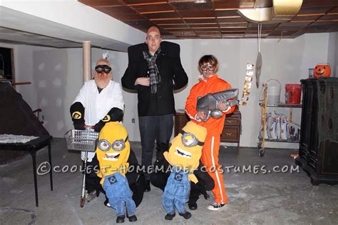 Cool Despicable Me Group Costume: Gru, Vector, Dr. Nefario and Minions