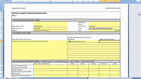 Business Impact Analysis Template Xls – PARAHYENA