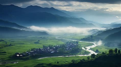 Premium AI Image | Landscape photography of Yunnan China full frame ...