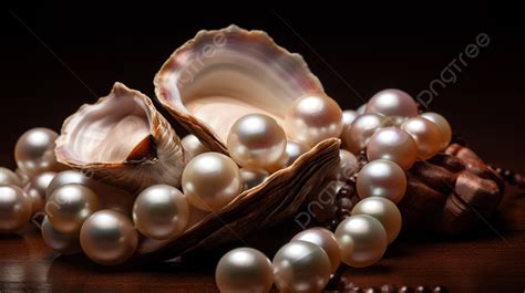 Different Types Of Pearls And Shells With A Shell Background, Pictures Of Pearl Background Image ...