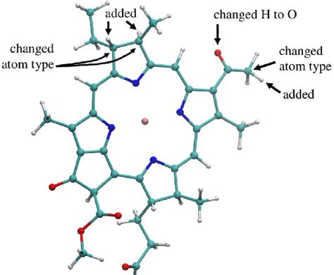 Part of a BCL molecule with the atoms, which are added or modified upon... | Download Scientific ...