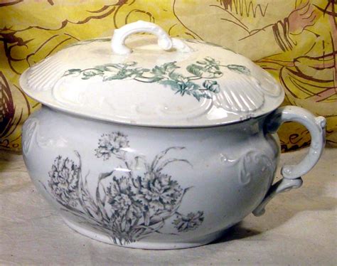 Antique Chamber Pot Aesthetic Movement Transferware Ironstone