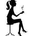Silhouette of a girl with a coffee Royalty Free Vector Image