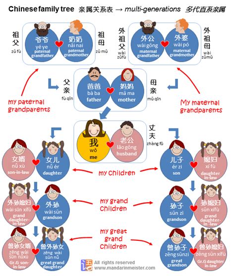 Chinese family tree kinship relationship system illustrated explained ...