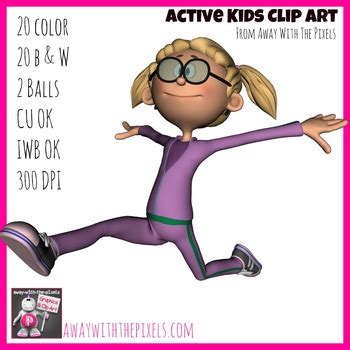 Active Kids Clip Art Set - 20 Clipart images Showing Kids in Motion