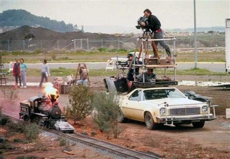 Filming the train scene in ‘Back to the Future III, 1990. : pics