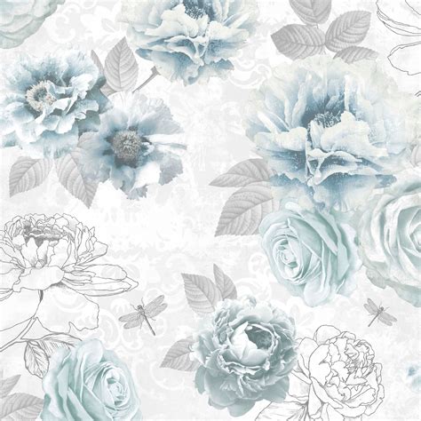 Fresco Blue Floral Wallpaper | Departments | TradePoint