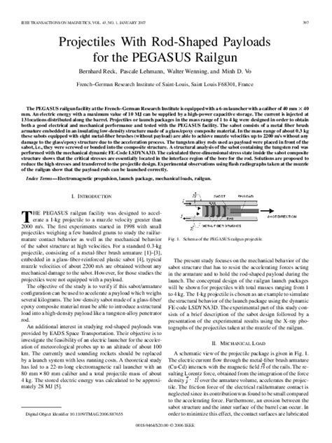 (PDF) Projectiles With Rod-Shaped Payloads for the PEGASUS Railgun | Minh Duc Vo - Academia.edu