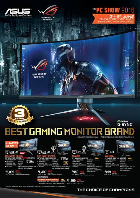 ASUS Gaming Monitors - Pg 1 Brochures from PC Show 2016 Singapore on Tech Show Portal ...