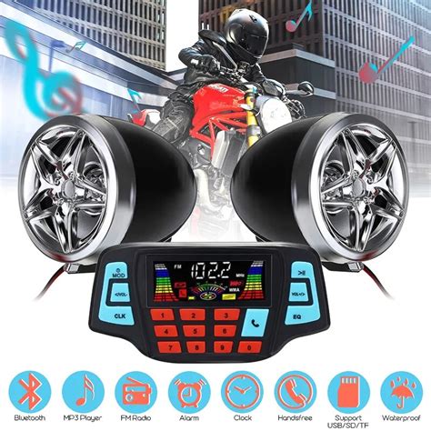 Motorcycle Studio Audio Sound System Stereo Speakers FM Radio MP3 Music ...