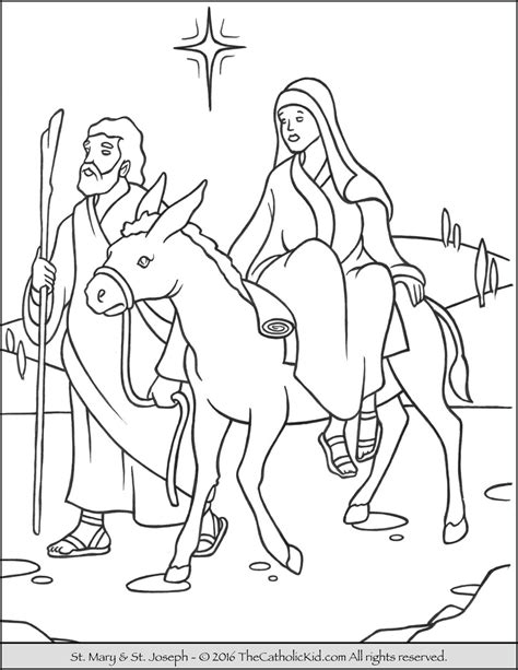 Mary Joseph Mule Advent Coloring Page | Advent coloring, Christmas coloring pages, Nativity ...