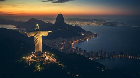 Premium AI Image | Night view of Christ the Redeemer