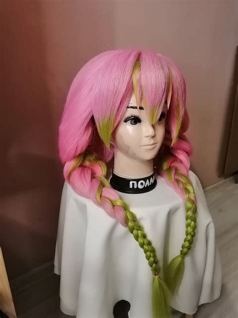 Pink and green anime cosplay wig | Etsy