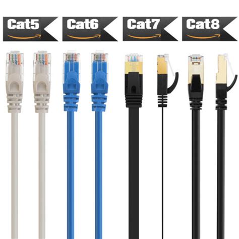 Professional Cat 5e 6, 7, 8 Ethernet High Speed Lan Cable 6ft 10ft 25ft ...