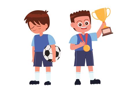 Win and lose football match kids cartoon vector 18877305 Vector Art at ...