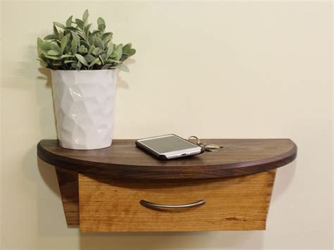 Entryway Floating Shelf With Drawer Walnut Cherry Wooden - Etsy