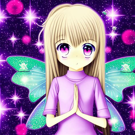 Anime Girl Blonde Fairy Wings Galaxy Background · Creative Fabrica