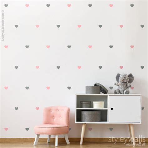 Hearts Wall Decal Hearts Wall Sticker Hearts Pattern Wall | Etsy