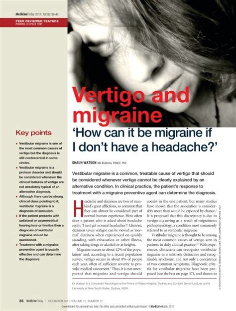 Vertigo and migraine - Migraine-Associated Vertigo (MAV) Forums