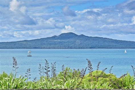 View of Rangitoto Dormant Volcano Island Stock Photo - Image of rock, grass: 200156306