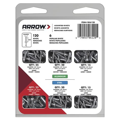 Arrow 120-Pack 1/8-in Gray Aluminum Rivet in the Rivets department at Lowes.com