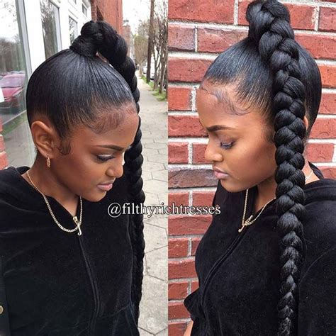 23 New Ways to Wear a Weave Ponytail - StayGlam | Sleek braided ponytail, Side braid ponytail ...