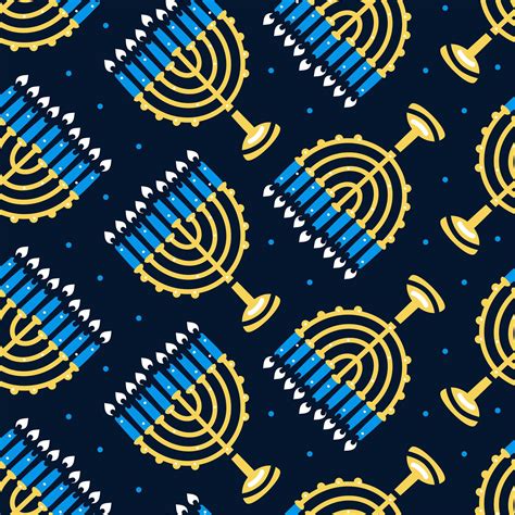 Happy Hanukkah pattern with menorah, traditional candles seamless ...