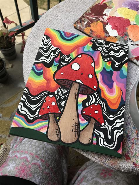 Trippy mushrooms | Mini canvas art, Diy canvas art painting ...