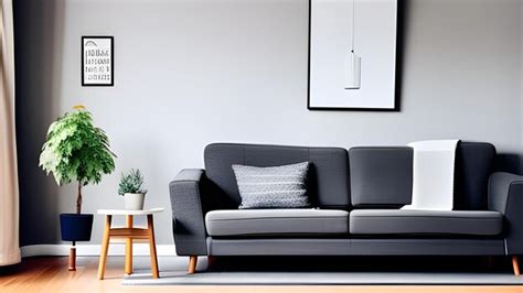 Premium AI Image | Scandinavian design style living room with a Grey sofa