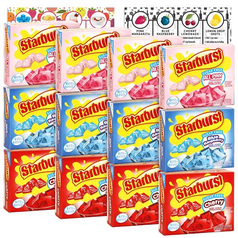 Buy Starburst Gelatin Sugar Free Variety Pack of 12 | 4 Box Each - Blue Raspberry, All Pink ...