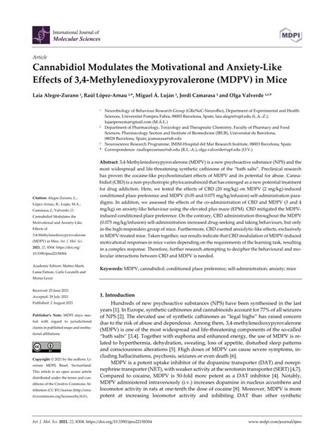 (PDF) Cannabidiol Modulates the Motivational and Anxiety-Like Effects of 3,4 ...