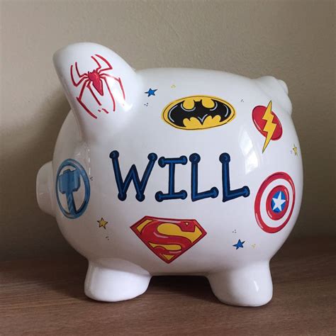 Personalized Super Heroes Piggy Bank | Etsy | Piggy bank, Piggy ...