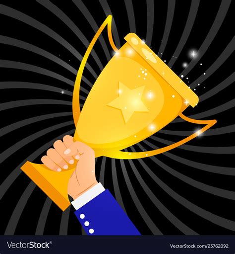 Gold cup in hand Royalty Free Vector Image - VectorStock