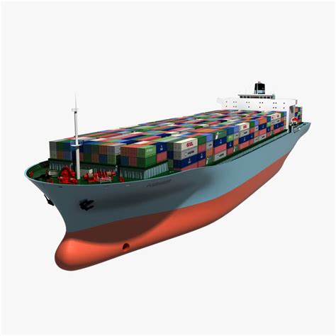 3d container ship animation model