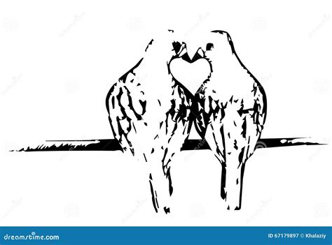 Two birds kissing stock illustration. Illustration of kiss - 67179897